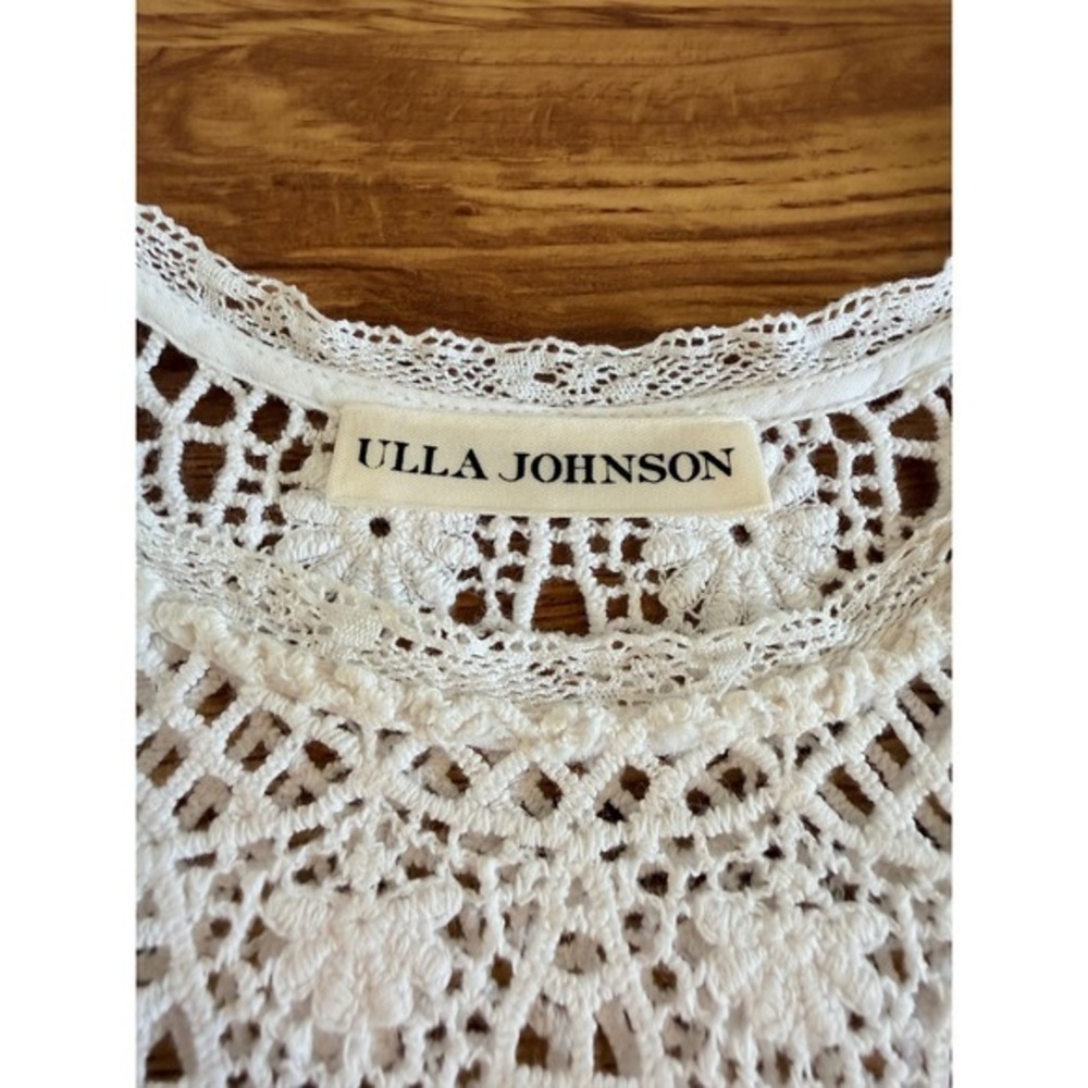 Ulla Johnson Viola White Cotton Lace Embroidered Crew Neck Mini Dress Size S 4 - Picture 4 of 16